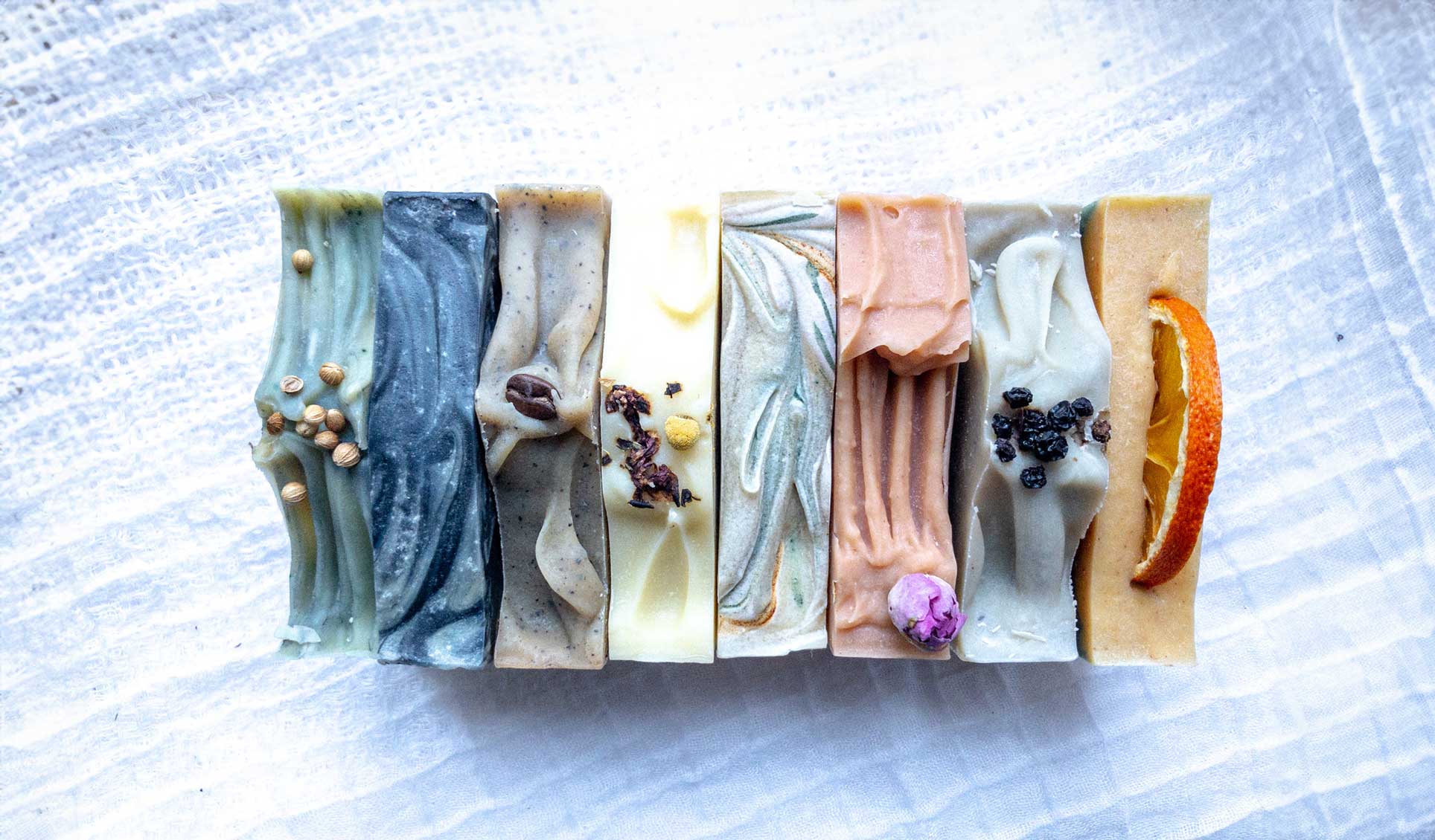 A selection of hand-Made 100% natural soap range from Celtic Flame Savonnerie